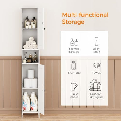 Homleke Tall Bathroom Storage Cabinet with 2 Doors, Slim Bathroom Cabinet