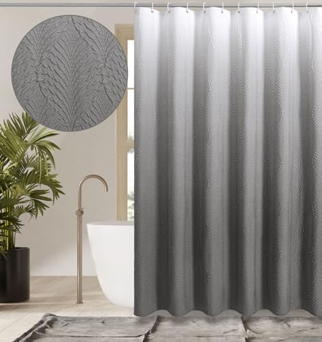 Gibelle Ombre Grey Shower Curtain for Bathroom, Farmhouse Bath Curtain 72x72