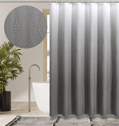 Gibelle Ombre Grey Shower Curtain for Bathroom, Farmhouse Bath Curtain 72x72
