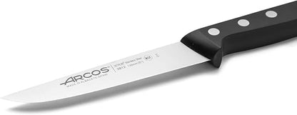 Arcos Kitchen Knife 5 Inch Nitrum Stainless Steel and 130 mm blade. Professional Utilty Knife. Ergonomic Polyoxymethylene POM Handle. Series Universal. Color Black