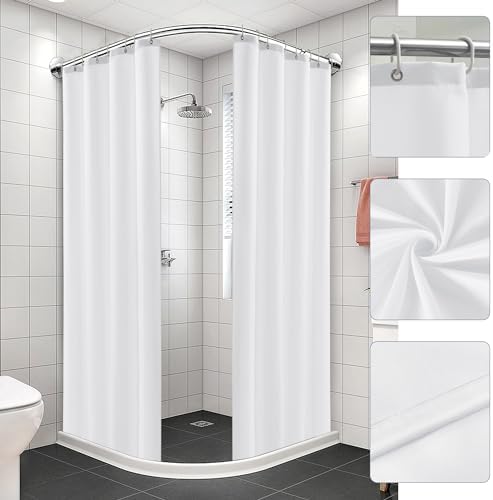 Nasitos Fabric Shower Curtain Liners with Magnets 2 Pcs 54X78 Inch White