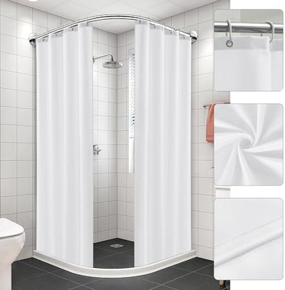 Nasitos Fabric Shower Curtain Liners with Magnets 2 Pcs 54X78 Inch White