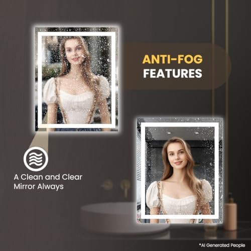 LOAAO 28"X36" LED Bathroom Mirror with Lights, UL Listed