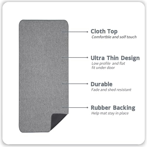Bosap Bath Mat,Ultra Thin Bathroom Runner Rugs,Large Bath Mats for Bathroom,Quick Dry,Non-Slip,Machine Washable,Low Pile,Bath Rug,Shower Outside,Sink,Home Decor Accessories.Grey,1'9"x3'11"（21x47inch）