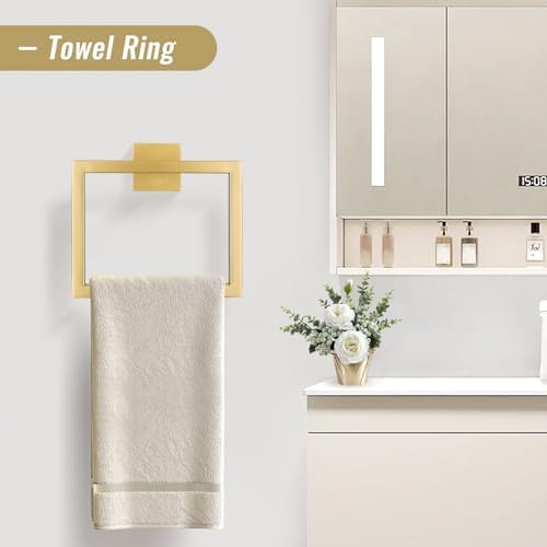 YACVCL Towel Bar Set 10-Piece Brushed Gold Bathroom Hardware Set, Gold Bathroom Accessories Set,23.6 Inch Towel Holder-Towel Racks Set for Bathroom Stainless Steel Wall Mounted