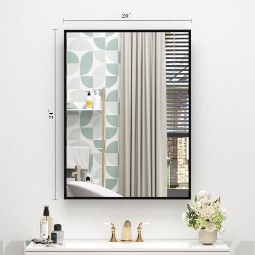 Black Framed Bathroom Mirror for Over Sink 20x24