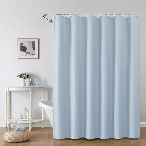 OWENIE Glacier Blue Shower Curtain for Bathroom 72x72 Inch, 3D Embossed Textured Waffle Fabric Shower Curtains, Soft Hotel Farmhouse Style, Water Repellent, Machine Washable, 72" W x 72" L