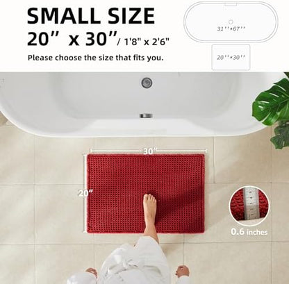 TYUU Waffle Bath Mat, Boho Bathroom Rugs Non Slip, 30x20 Burgundy