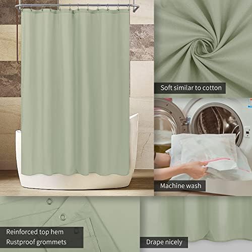 ALYVIA SPRING Waterproof Fabric Shower Curtain or Liner Sage Green, 72x72