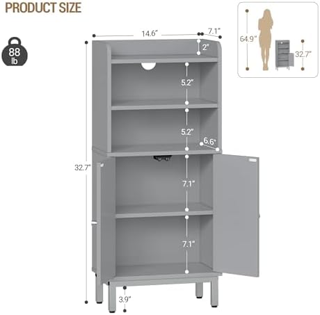 Hzuaneri Bathroom Storage Cabinet, Small Floor Cabinet with 2 Door
