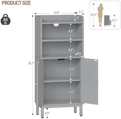 Hzuaneri Bathroom Storage Cabinet, Small Floor Cabinet with 2 Door
