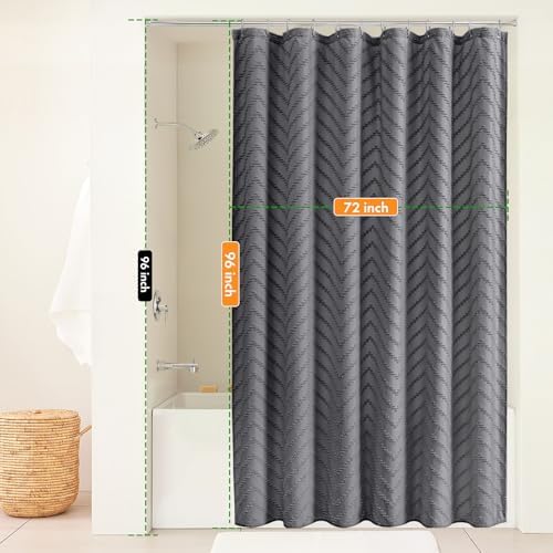 Grey Boho Fabric Shower Curtain 72 x 96 Inches