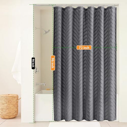 Grey Boho Fabric Shower Curtain 72 x 96 Inches