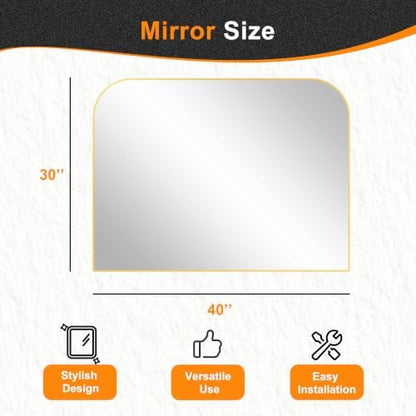 Delma 30"x40" Gold Metal Framed Bathroom Mirror for Over Sink