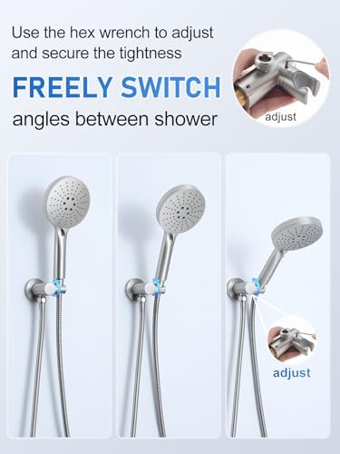 Woindo Shower Faucet Set 10" Rain Shower Head/8'' Side Shower Head and 3 Setting Handheld Ceiling Mount 3 Push Button Diverter Complete Rainfall Round Shower System Included Valve Trim Kit