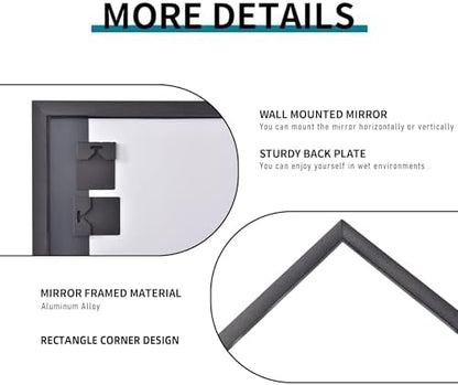 DESBING Black Bathroom Mirror for Wall, 36x48 Inch Rectangle Mirrors with Metal Frame, Modern Vanity Wall Mirror Decor for Entryway Hangs, Bathroom Living Room Horizontal or Vertical