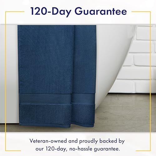 Alusa Home 100% Organic Luxury Bath Sheets - GOTS Certified - Extra Large 35x70 Inches (Pack of 2) Zero-Twist, Long-Staple Cotton Bath Sheet Set (Navy Blue)