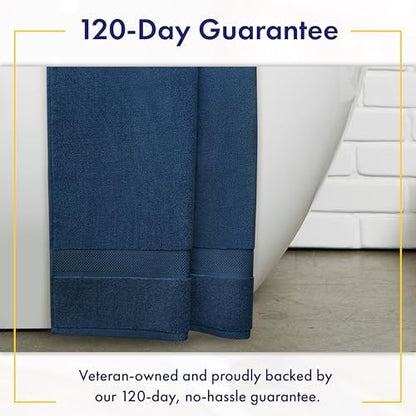 Alusa Home 100% Organic Luxury Bath Sheets - GOTS Certified - Extra Large 35x70 Inches (Pack of 2) Zero-Twist, Long-Staple Cotton Bath Sheet Set (Navy Blue)