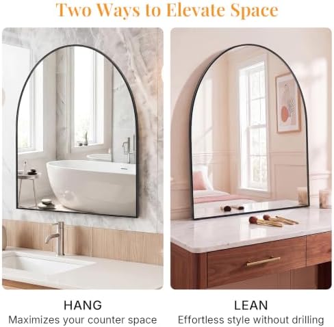 Sweetcrispy 30"x40" Arched Bathroom Mirror, Bathroom Mirrors for Over Sink