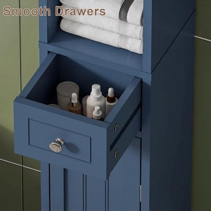 ChooChoo Narrow Bathroom Storage Cabinet with Adjustable Shelves and Drawer