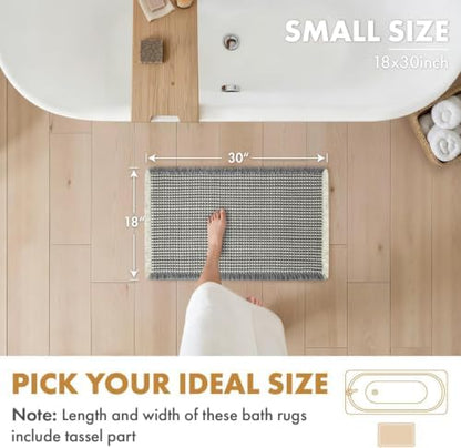 MIULEE Set of 2 Waffle Bathroom Rugs Dark Grey&Cream Bath Mat 18x30 Inch