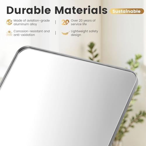 22×34-inch Silver Wall-Mounted Bathroom Mirror