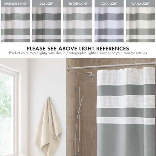 Madison Park Spa Waffle Weave Stall Shower Curtain, 36 x 72, Grey