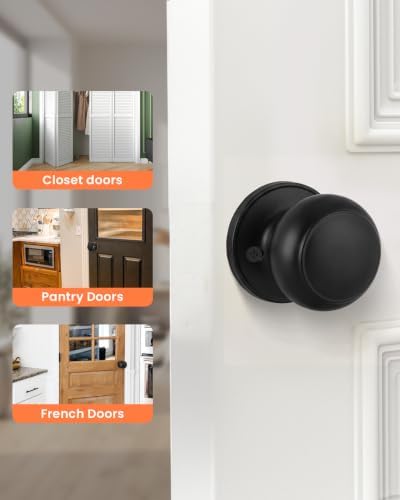 Haidms 1 Pack Black Dummy Door Knob, Half Matte Black No-Turning Dummy Closet Doors Single-Sided Door Locks (2 Pieces/1 Pair)