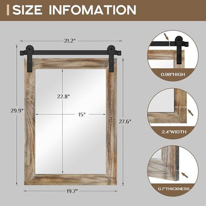 COGOOD Farmhouse Bathroom Mirrors for Over Sink - 30 x 22 Striped Brown
