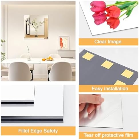 20x20 in Acrylic Mirror Sheet for Wall, 2.5mm Plastic Wall Mirror