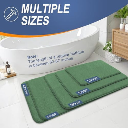 OLANLY Memory Foam Bathroom Runner Rugs 47x24, Long Bath Mats, Olive Green
