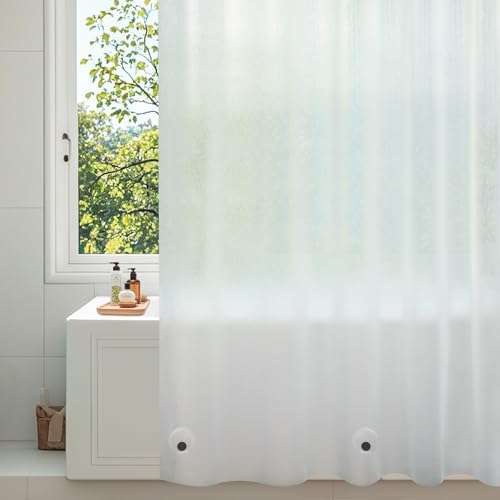 Seenus Waterproof Frosted Shower Curtain Liner 108 inches Wide, Bpa-Free EVA Shower Liner with 3 Extra-Large Magnets, 108''W x 72''L Plastic Shower Curtain 3D Silk Translucent for Bathroom Privacy