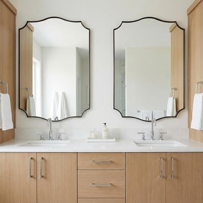 ANDY STAR Brushed Bronze Mirror, 24"x36" Bronze Rectangle Mirror, Bathroom Mirror with Anti-Rust Stainless Steel Metal Frame, Stunning Curved Design Ideal for Home Remodel