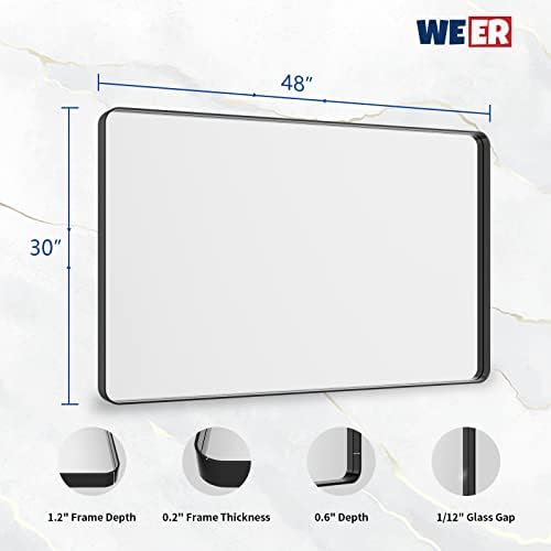 WEER Black Bathroom Vanity Mirror 48X30 Inch