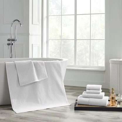 Modern Threads Waffle-Rib 6-Piece Towel Set – Premium Cotton Bath Towels, Ultra-Absorbent & Soft, Elegant Waffle Texture for Bathroom & Spa, White