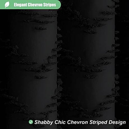 Dynamene Stall Boho Farmhouse Shower Curtain Tufted Chevron 36"x72" Black