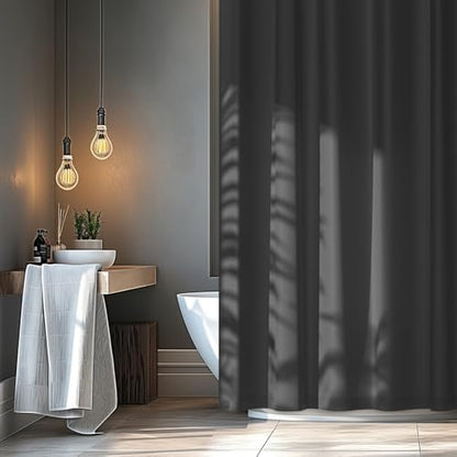 Seenus Charcoal Grey Waterproof Fabric Shower Curtain Liner with 3 Large Magnets, Washable Cloth Shower Liner Carbon Grey, 72 x 72 inch Lightweight Bathroom Shower Curtain Dark Gray