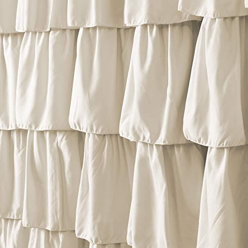Lush Decor Ruffle Shower Curtain | Floral Textured Vintage Chic Farmhouse Style Design, Ivory, 72" x 72", (Pack of 6)