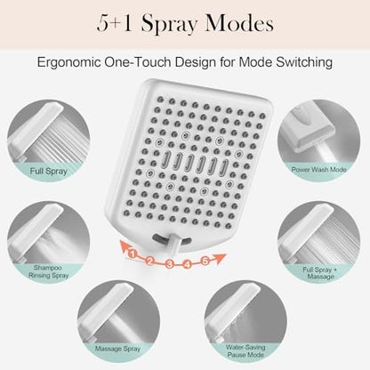 Homlord Filtered Shower Head with Handheld, High Pressure 6 Mode Showerhead