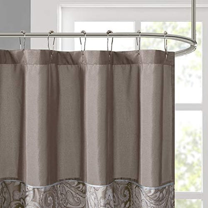 Madison Park Aubrey Shower Curtain for Bathroom, 72 x 72, Blue/Brown