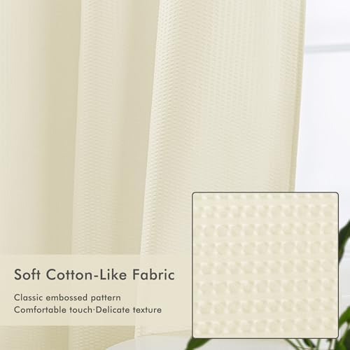 Mrs Awesome No Hook Cream Shower Curtain with Snap-in Fabric Liner 71x74