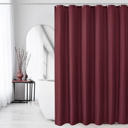 Gibelle Extra Long Burgundy Fabric Shower Curtain, 72 x 84