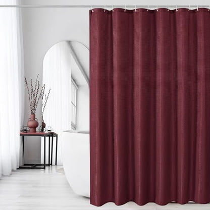 Gibelle Extra Long Burgundy Fabric Shower Curtain, 72 x 84