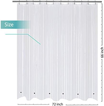 Mrs Awesome Short Shower Curtain Liner with 6 Magnets 72 x 66 inch Clear