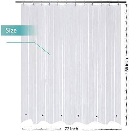 Mrs Awesome Short Shower Curtain Liner with 6 Magnets 72 x 66 inch Clear