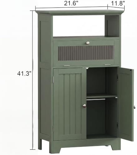 ChooChoo Bathroom Cabinet with Flip Glass Drawer,Freestanding