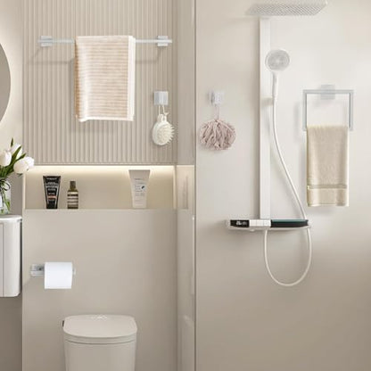 YACVCL Towel Bar Set, 5 Pieces Bathroom Hardware Set Brushed Nickel Bathroom Accessories, SUS304 Stainless Steel Towel Racks Holder Set Wall Mounted 23.6 Inch