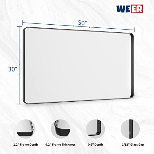 WEER Black Bathroom Vanity Mirror 50X30 Inch