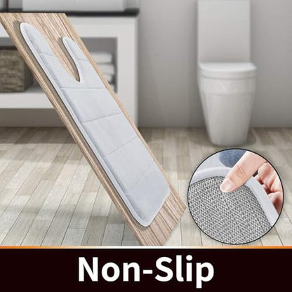 Yimobra Memory Foam Toilet Bath Mat U-Shaped, Soft and Comfortable, Super Water Absorption, Non-Slip, Thick, Machine Wash and Easier to Dry for Bathroom Commode Contour Rug, 24 X 24 Inches, Silver