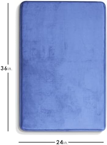 Clara Clark Bathroom Rugs, Velvet Memory Foam Bath Mat, Non-Slip Bath Rugs, Machine Wash, Dries Quickly, Ultra Soft Plush Bath Mats for Bathroom, 24 x 36, Calm Blue
